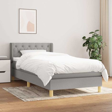 Lit avec sommier à lattes et matelas à ressorts ensachés gris clair 80 x 200 cm, 40.89kg - PANGIVO (1/5)