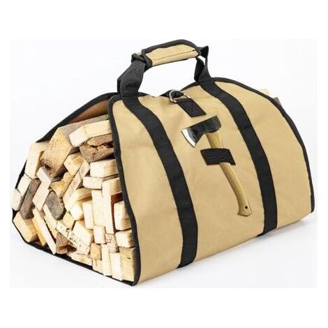 Sac de Transport pour Bois de Chauffage, Sac pour Bois de Cheminée, Toile Sac à Bûche, Sac Transport Résistant à Eau, Accessoires de Cheminée Pliables, Idéal pour Poêles, Camping, Plage (Kaki) (1/5)