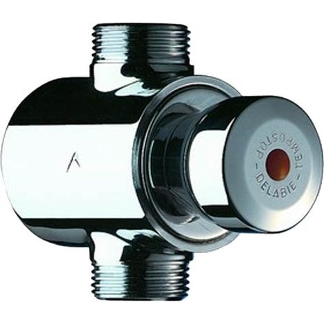 Delabie – Robinet temporisé 30 sec à poser en applique – Corps laiton massif chromé – Débit ajustable 12/75l/min – Pour lieux publics