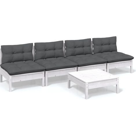 Maison Exclusive - Set Divani da Giardino 5 pz con Cuscini Antracite Legno di Pino (1/5)