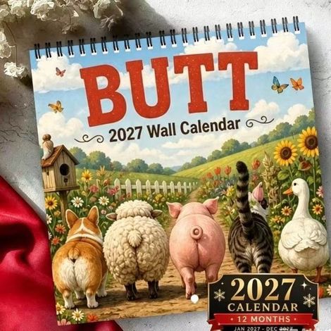 New 2027 Wall Calendar, Fun and Cute Animal Butt Theme Calendar - Fun and Cute Animal Butt Theme Calendar -