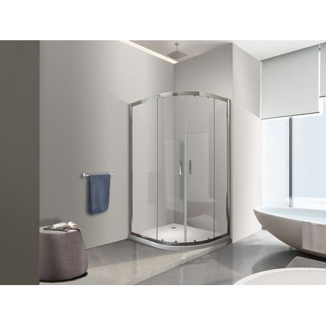 NALA Box Doccia 6 Mm Angolare Curvo Semicircolare Profilo Cromo Reversibile H.190 80x120 Sinistro Piatto Incluso
