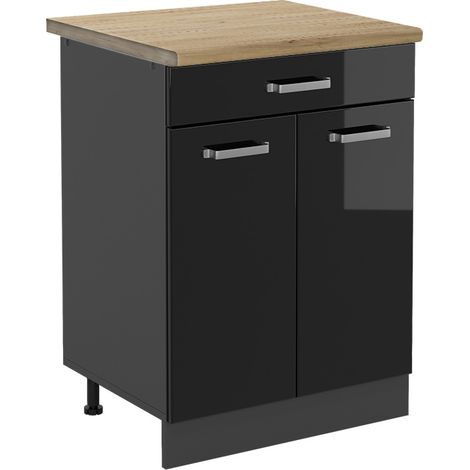 Base da cucina R-Line, Nero lucido, 60 cm , AP Oak, Vicco (1/5)