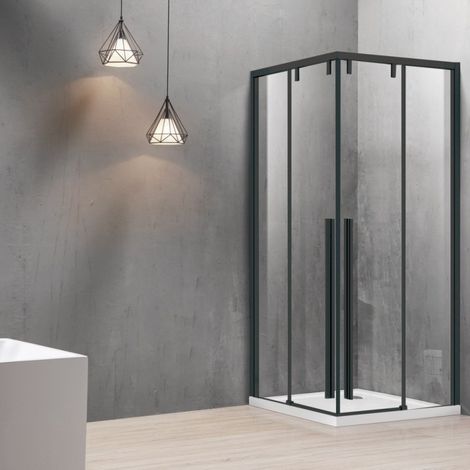 Box doccia nero 80x100 angolare doppio scorrevole vetro 8mm  KSA1000B kamalu