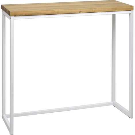 Recibidor madera maciza y acero modelo Design acabado Blanco Mate y Efecto madera envejecida 300x780x800mm