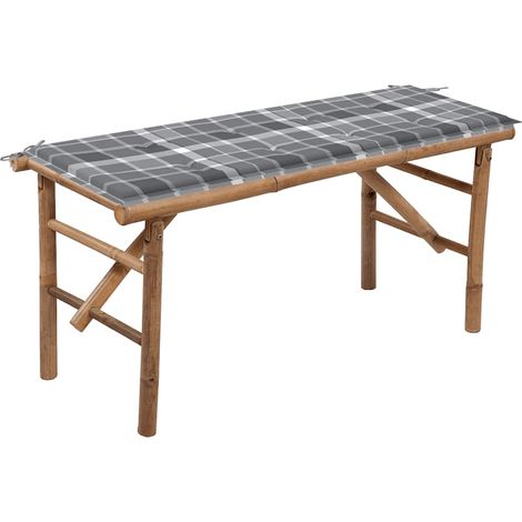 Klappbare Gartenbank mit Auflage 118 cm Bambus (1/5)