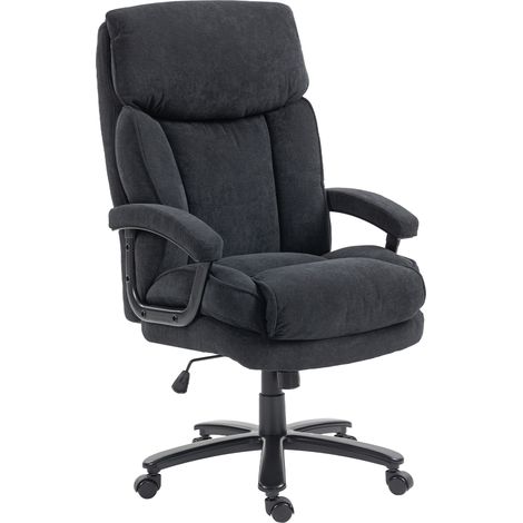 Fauteuil de direction ergonomique, supportant jusqu'à 200 kg, aspect velours, dossier haut, pour bureau et télétravail, noir. (1/5)