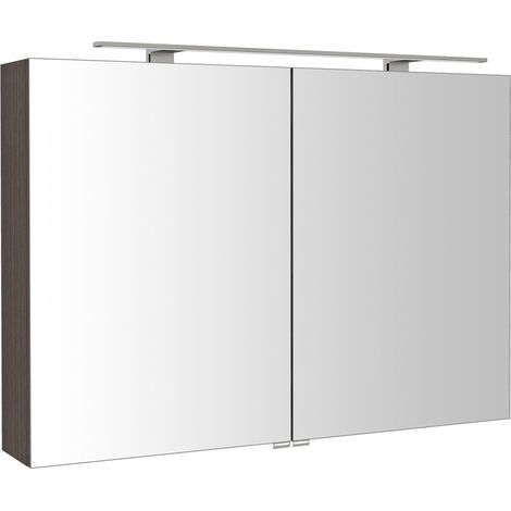 Armoire à miroir RIWA avec. Lumière LED, 101x70x17cm, Pin Rustique (1/2)
