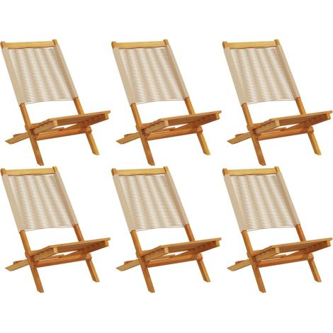 Maison Exclusive - Chaises de jardin pliantes lot de 6 beige bois d'acacia massif (1/5)
