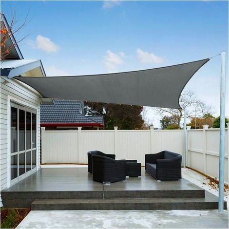 Toldo rectangular de sombra 2 x 3 m - poliéster impermeable, protección UV, gris antracita (1/5)