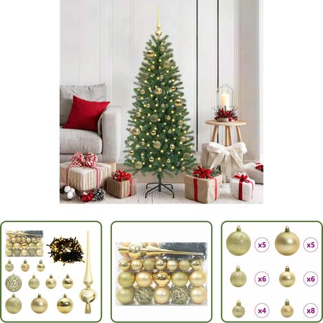 Éclairage LED -  Ensemble de Boules de Noël avec 150 LED 61 pcs Doré Plastique (1/5)