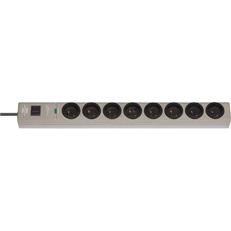 Brennenstuhl Multiprise hugo! Taupe - 8 prises - avec parafoudre et 2m de câble (19.500A)