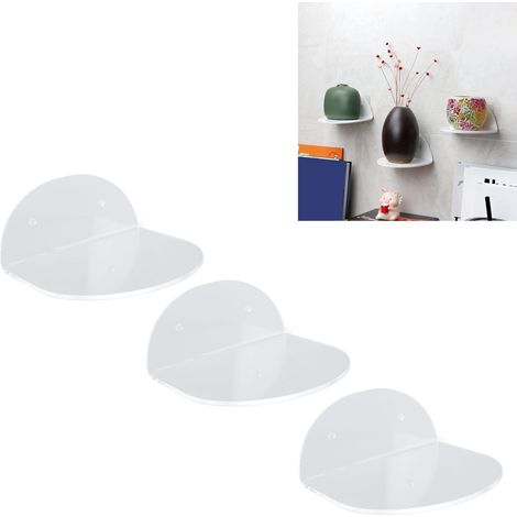 Schwebende Wandregale für Lautsprecher – Set mit 3 wasserdichten, transparenten Acrylregalen für Babykamera, Wecker usw. – Schwebende Acryl-Wandregale (1/5)