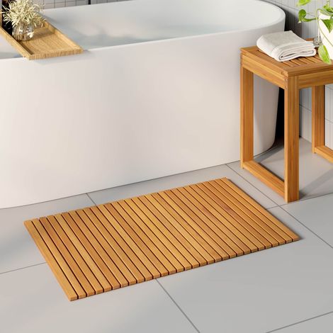 vidaXL  Bath Mat  Folding Brown 80 x 50 cm Solid Acacia Wood