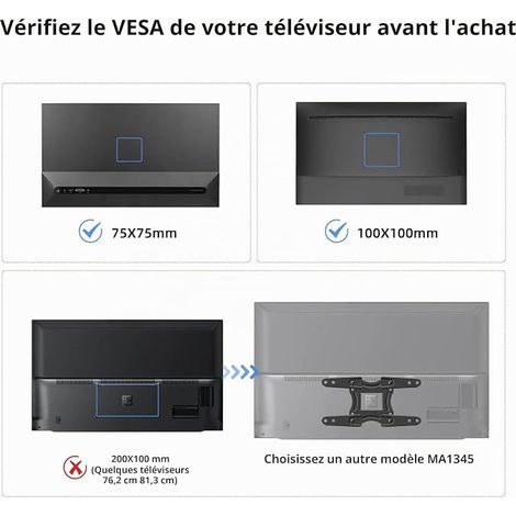 MA2720 TV Wall Mount for 15-32 Inch Flat / Curved TV and Monitor, 360° Rotation, Tilt 20°, VESA 75x75/100x100 mm up to 13 kg, Black (1/4)