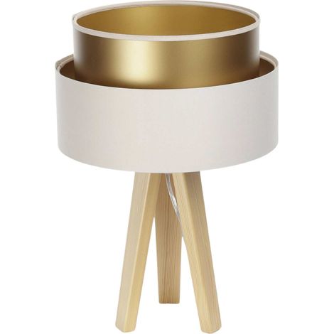Lampe à poser satin crème effet doré lumière élégante - Crème satinée avec intérieur doré (1/5)