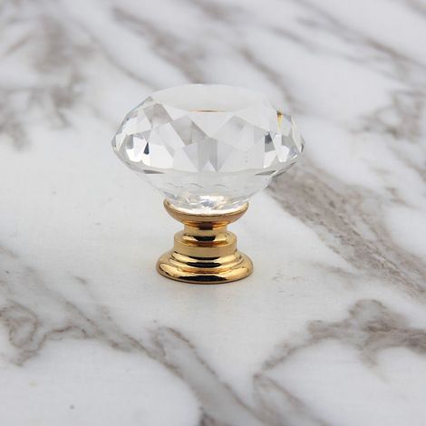 Set mit 15 30 mm Kristallglas-Schranktürknöpfen für Schränke, Kleiderschränke, Schubladen, Wohnaccessoires mit 3 Schraubenlängen (Gold) (1/5)