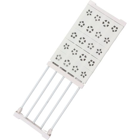 Étagère extensible blanche à tension pour placard, sans perçage, télescopique, avec séparateur, largeur 24 cm, longueur 50 à 80 cm (19,7 à 31,5 pouces). (1/5)