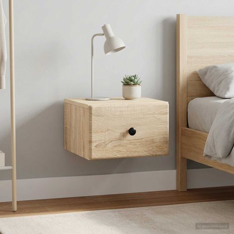 vidaXL Mesita de Noche de Pared 2 uds. Roble Sonoma 34,5 x 33 x 20 cm (1/5)