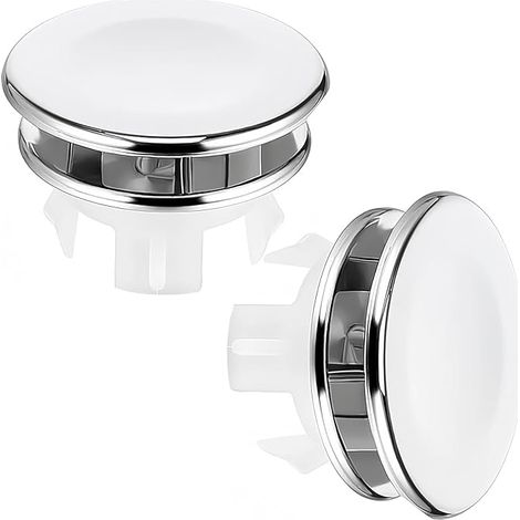 2 Pièces Cache Trou, Bouchon Trop Plein Lavabo, Couvercle de Trop-Plein de Trou D'Évier pour 22-24 mm, Rond Anneau de Débordement d’Évier, pour Lavabo, Salle de Bain, Cuisine (1/5)