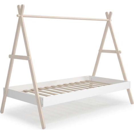 Cama juvenil modelo Teresa acabado cera blanca/blanco, 160cm(alto) 104.5cm(ancho) 209.4cm(fondo) (1/4)
