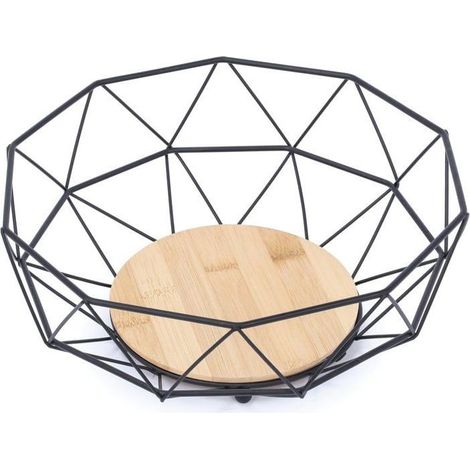 Corbeille à fruits Design industriel Bois & Acier ELIE Noir mat (1/3)