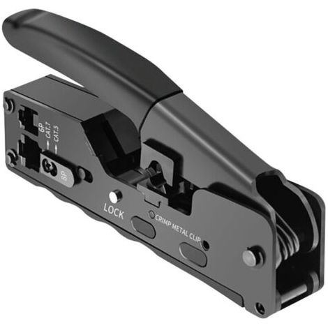Pince à sertir, Poignée en caoutchouc souple - Antidérapante - Outil de sertissage Ethernet pour Cat7 8P/6P, Noir, 1 Pcs (1/4)
