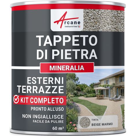 Kit Tappeto di Pietra per Esterni - Terrazza & Vialetti (Granuli di Marmo + Resina PU UV): MINERALIA - 60 m² Beige Marmo - ARCANE INDUSTRIES