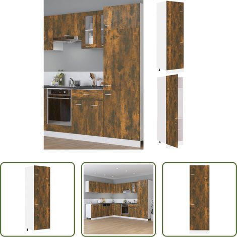 Rangement cuisine - Armoire réfrigérée "Lyon" Chêne fumé 60 x 57 x 207 cm Bois d'ingénierie (1/5)
