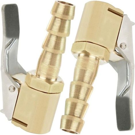2 Pièces Embout de Gonflage,Embout Gonflage Pneu Voiture,Embout Gonfleur avec Clip,Gonflage Valve Clip Pince Connecteur Adaptateur,pour Valves de Pneu,en Laiton,8mm (1/4)