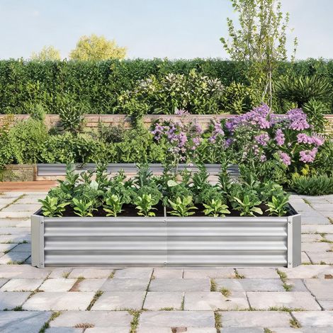 Carré potager surélevé en métal galvanisé 180 x 90 x 30 cm (1/5)