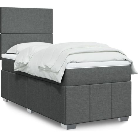 Boxspringbett mit Matratze Dunkelgrau 90x190 cm Stoff