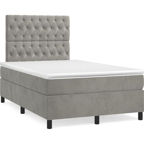Maison Exclusive - Cama box spring con colchón terciopelo gris cl (1/5)