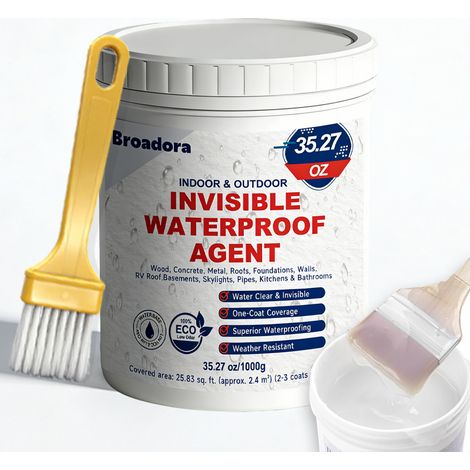 Nano revêtement imperméable transparent, 300 g, avec pinceau et gants, anti-infiltration, pour murs, toits, fenêtres et salles de bain (1/5)