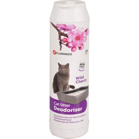 Désodorisant pour litière parfum cerise sauvage flacon 750 g pour chat - Flamingo (1/4)