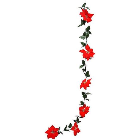 Guirlande de fleurs artificielles rouges de Noël (lot de 3) (1/5)