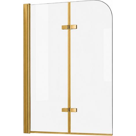 OTITEC Pare-baignoire ELIA 90 x 140 cm doré brossé verre transparent 6 mm (1/4)