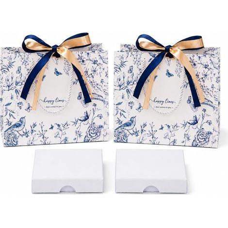 2 Boîtes à Bijoux 7 × 7 × 1,5 cm avec 2 Sacs Cadeaux Fleuris (1/5)