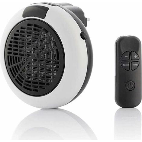 Electric Wall-Mounted Fan Heater - Wall Socket Heating with Thermostat and Timer - Socket Heating with Remote Control, Living Room, Bedroom, Office - Ceramic - 600W - White (1/5)