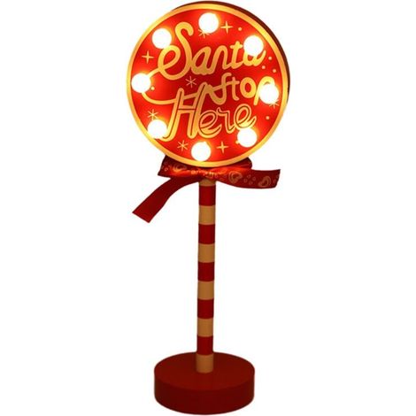 Palo di luci natalizie vintage con insegna a LED, decorazione stradale, decorazione da tavolo in legno D (1/4)