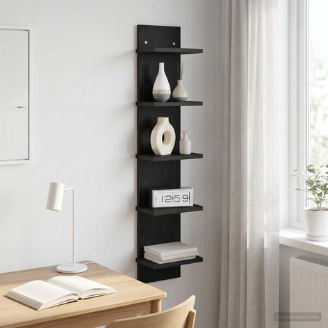 vidaXL Étagère Murale Chêne noir 22 x 15 x 100 cm Bois d'ingénierie (1/5)