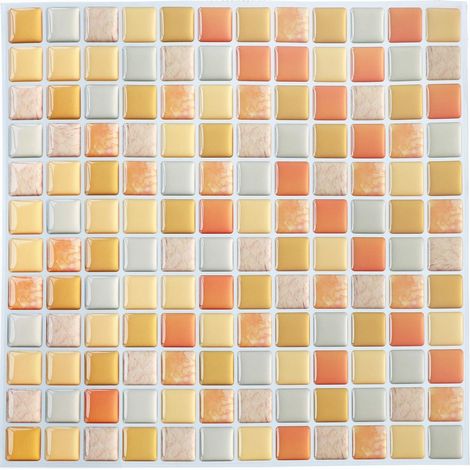Autocollant mosaïque amovible pour crédence de cuisine et salle bain carrelage décoratif carré 3D jaune (1/5)