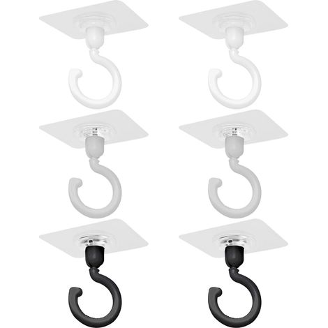 Lot de 6 Crochets Muraux Autocollants Rotatifs - Crochets Adhésifs pour Plafond, Idéaux pour Serviettes de Salle de Bain et Accessoires (1/5)