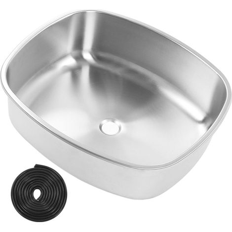 Évier de cuisine en acier inoxydable 304, anti-rouille, grande capacité, facile à nettoyer, encastré à monter sous plan, cuve simple pour camping-car et yacht (1/5)
