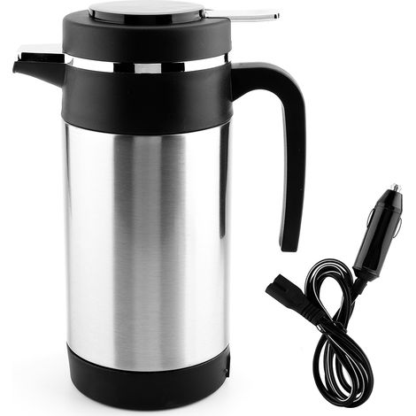 Bouilloire électrique de voiture, bouilloire électrique portable en acier inoxydable de 1000 ml 12 V, bouteille d'eau chauffante de voyage, adaptée à l'eau chaude, au café, au thé (1/5)
