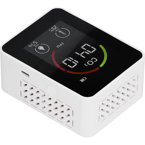 Détecteur intelligent de dioxyde de carbone avec fonction de chargement USB, surveillance infrarouge de la température, de l'humidité et de la qualité de l'air, couleur blanche. (1/5)