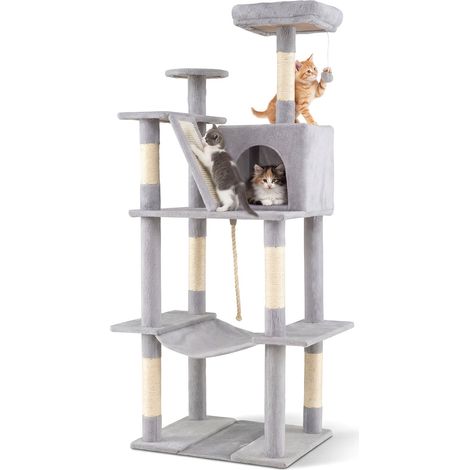 Tiragraffi per gatti alto 158 cm con amaca e pali per tirare