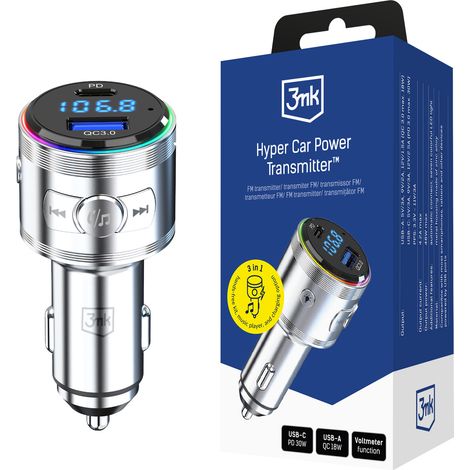 Zubehör – 3mk Hyper Car Power Transmitter 48W QC PD PPS USB 1C1A Silber (1/5)