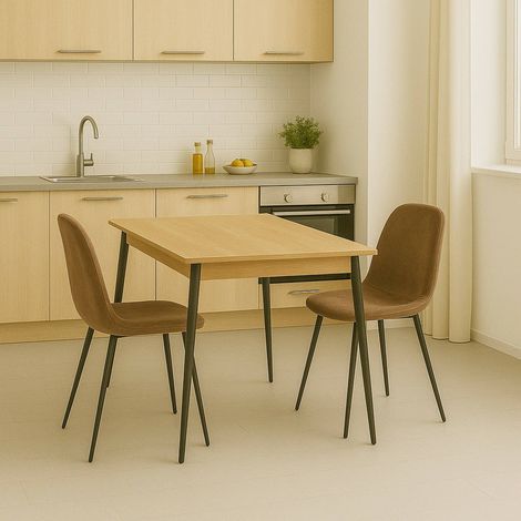Juego de 2 sillas Pismo, Sillón tapizado en terciopelo, Silla de comedor tapizada, Silla de reunión, 45x56h87 cm, Beige (1/5)