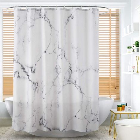 Duschvorhang aus kieselgrauem Stoff mit dekorativer Struktur, wasserdicht und schimmelresistent – 180 × 180 cm (1/4)